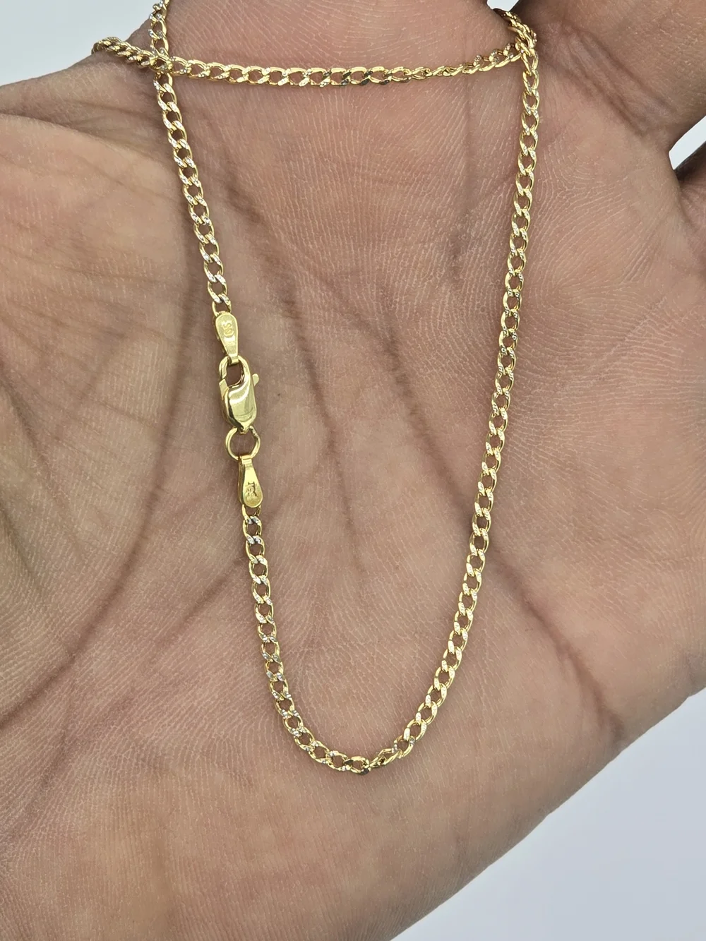 10k Real Gold Cuban Diamond Cut Chain 1.9 Mm 16 Inches